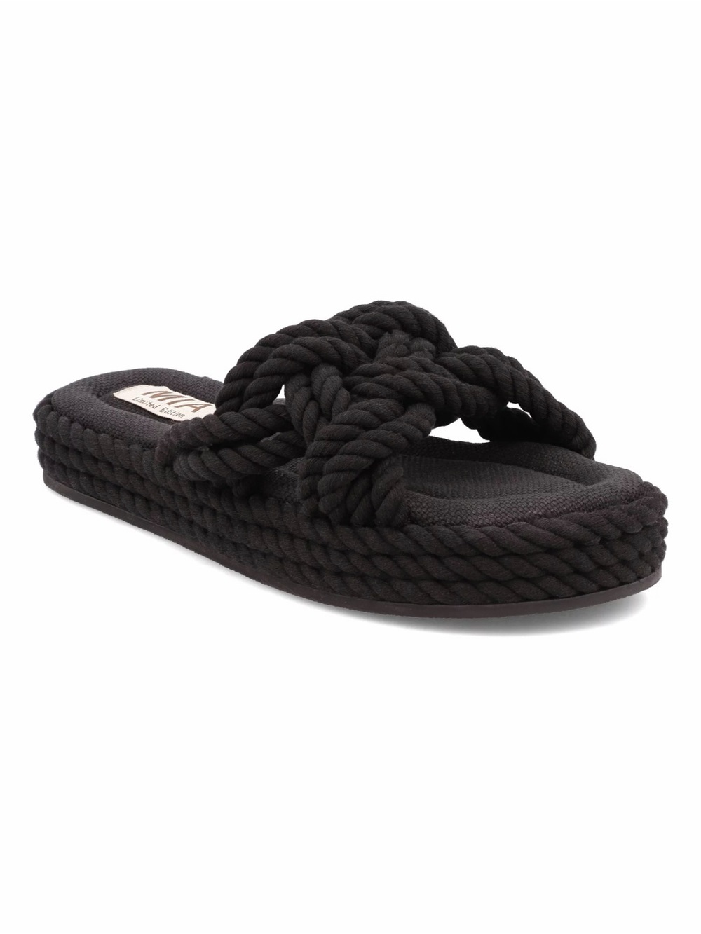 MIA Limited Edition Miko slide sandals, intertwined chunky twisted rope upper